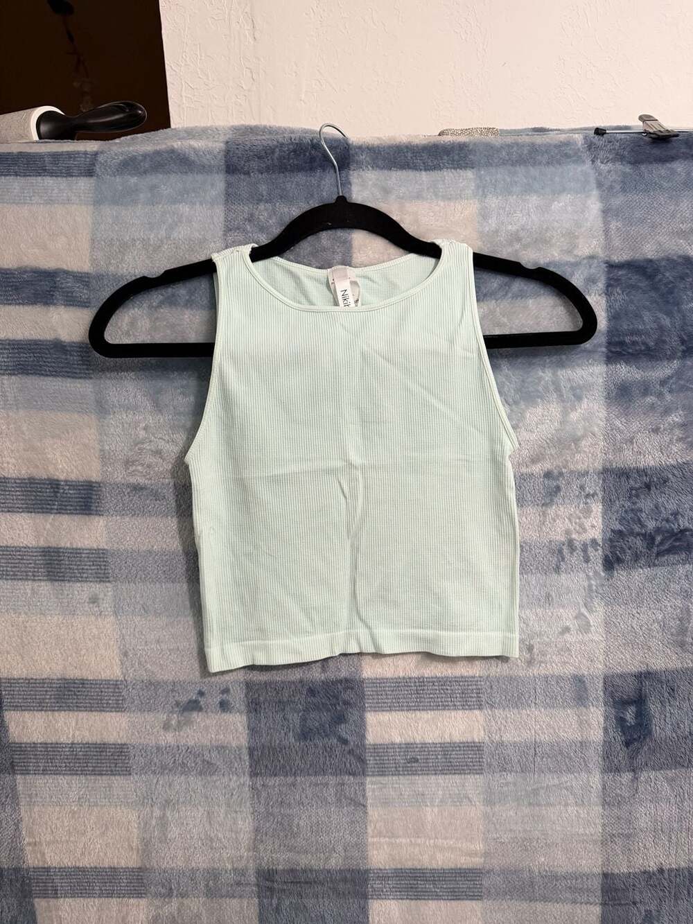 Nikibiki Ribbed Seamless High Neck Crop Tank Top Mint Green OS